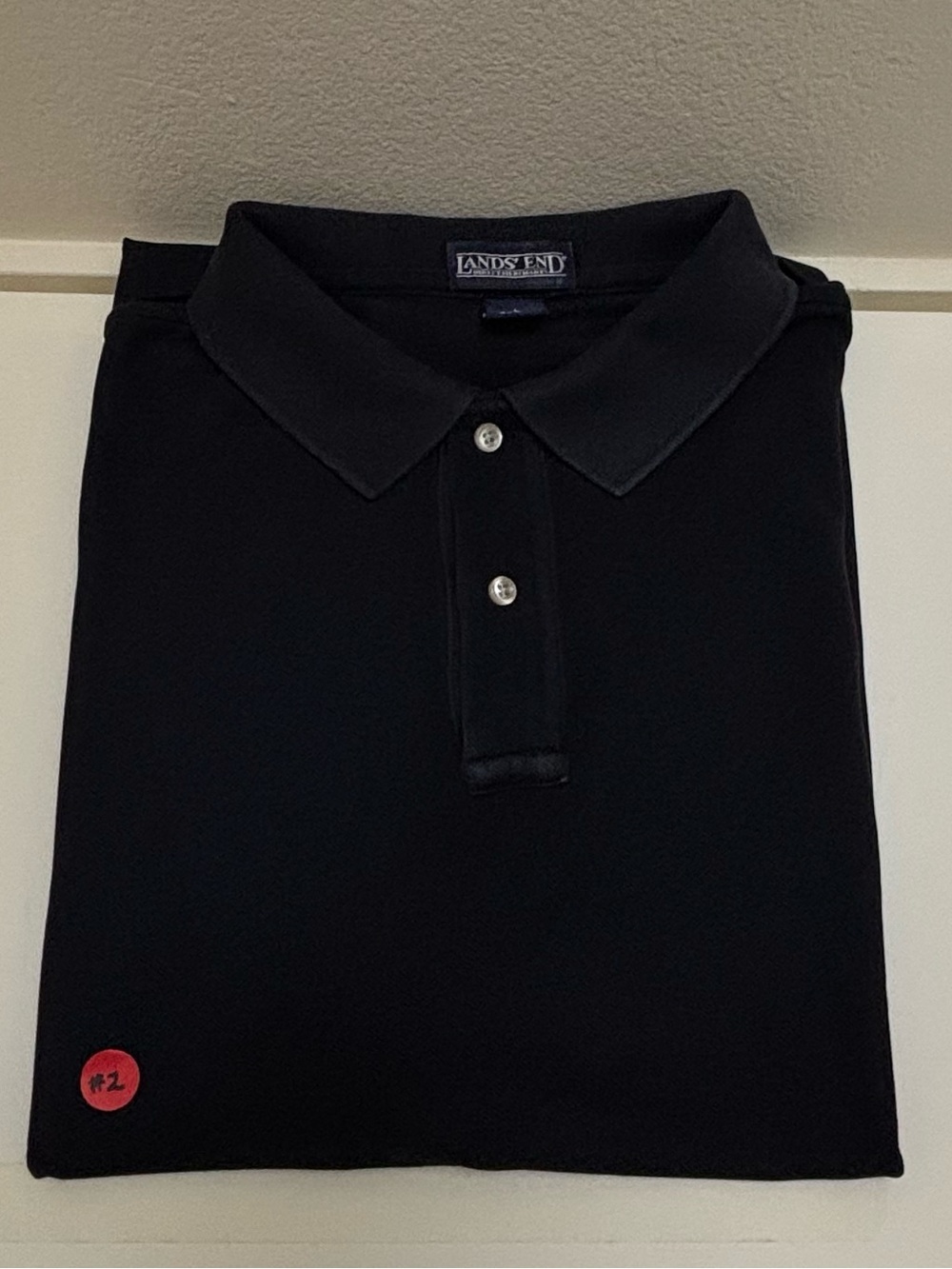 Lands' End Men's Black Short-Sleeve Polo